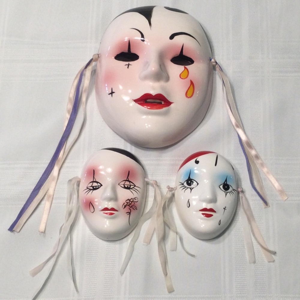 Carnival Porcelain Vintage Masks Set of Three